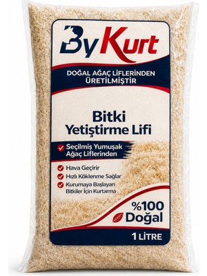 ByKurt Bitki Yetiştirme Lifi 1 Litre Doğal Ağaç Liflerinden Üretilmiş Saksı, Orkide, Fide ve Tohum Çimlendirme İçin Bitki Bakım Lifi