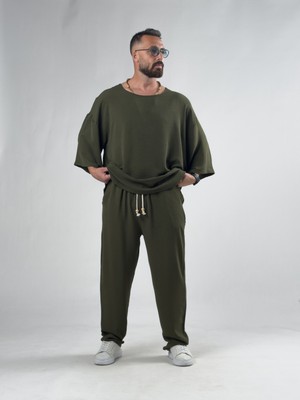 Cocopelli Oversize Yeşil Keten Takım COC3206