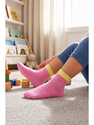 Kids Socks Kız Çocuk Pamuklu Günlük Çorap – Yumuşak Dokulu, Esnek Lastikli, Nefes Alabilen 6 Lı Pembe Çorap