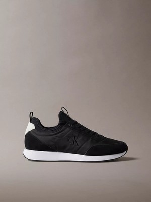 Calvin Klein Erkek Düz Rahat Taban Bağlamalı Ck Yazı Desenli Deri Siyah2 Sneaker YM0YM01414-0GM