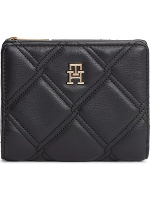 Tommy Hilfiger Kadın Metalik Th Logolu Dikiş Detaylı Banknot Bölmeli Suni Deri Siyah Cüzdan AW0AW18701-BDS