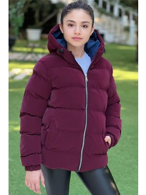 Pina Kids Kız Çocuk Kapüşonlu Cepli Su Geçirmez Nova Kumaş Kışlık Mont KM4011