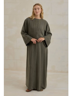 HE-QA Nervürlü Liyosel Abaya Haki