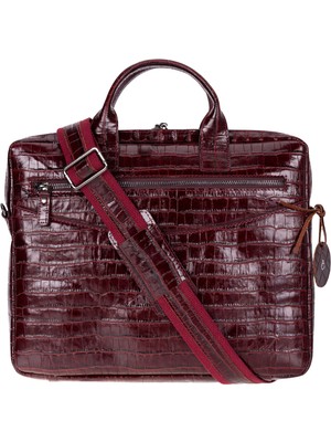 BloominBag Burgundy Croco Hakiki Deri 15-16 Inç Macbook/laptop Çantası