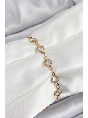 Uravas Store Ietaks™ Pirinç Gold Renk Zirkon Taşlı Kadın Bileklik