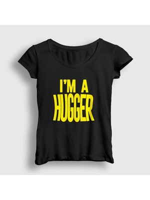 Presmono Kadın Siyah I'm A Hugger Wwe Güreş Bayley T-Shirt