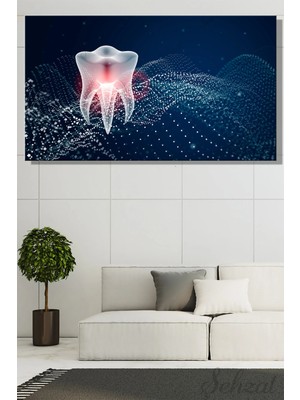 Şehzat Kanvas Duvar Tablosu Yatay Tekli Ağız Diş Sağlığı Dişçi Klinik Endodonti Kanal Tedavisi  3D