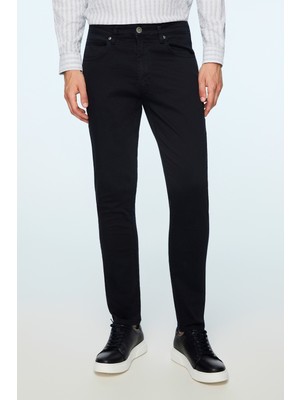 Morven  Erkek Lacivert Denim 5 Cep Slim Fit Jean Kot Pantolon