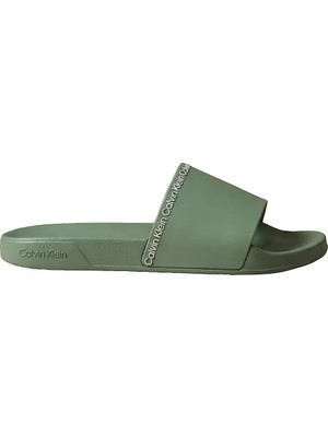 Calvin Klein Erkek Deri Rahat Taban Günlük Kullanım Yeşil Terlik HM0HM02108-LKG