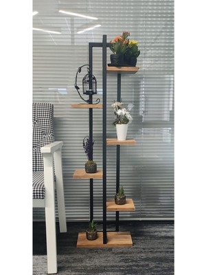 RetoDesign 6 Raflı Siyah Çiçeklik 1860
