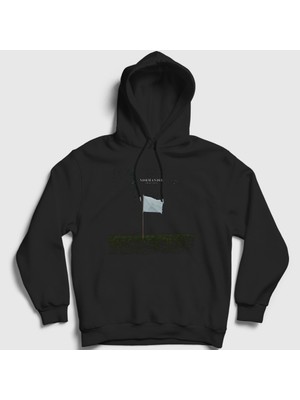 Presmono Unisex Siyah White Flag Rock Normandie Kapüşonlu Sweatshirt