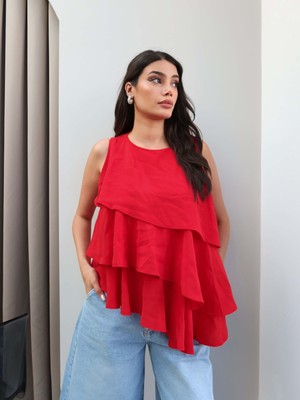 Esra Helvacı Fırfırlı Şifon Bluz