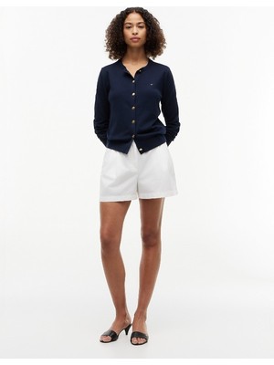 Tommy Hilfiger Co Jersey Stıtch C-Nk Ls Cardı Kadın Mavi Kazak - WW0WW42370