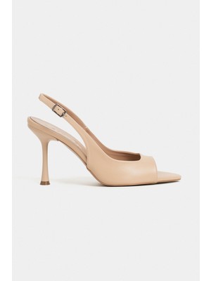 Nişantaşı Shoes Maia Ten Mat Sivri Burun Önü Açık Ince Topuklu Kadın Ayakkabı