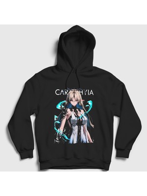 Presmono Unisex Siyah Cartethyia V2 Wuthering Waves Kapüşonlu Sweatshirt