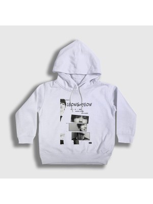 Presmono Unisex Çocuk Beyaz Seonghyeon K-Pop Cortis Kapüşonlu Sweatshirt