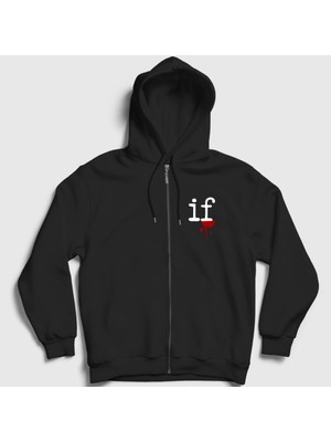 Presmono Unisex Siyah Logo If Rock Mindless Self Indulgence Fermuarlı Kapüşonlu Sweatshirt