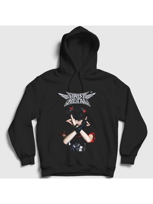 Presmono Unisex Siyah Logo Yuimetal Metal Babymetal Kapüşonlu Sweatshirt