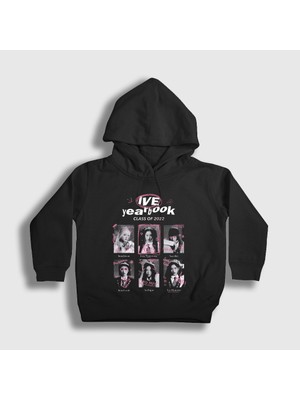 Presmono Unisex Çocuk Siyah Class Yearbook K-Pop Ive Kapüşonlu Sweatshirt