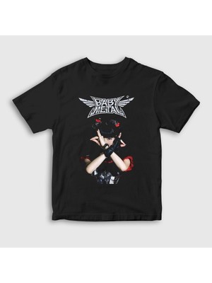Presmono Unisex Çocuk Siyah Logo Yuimetal Metal Babymetal T-Shirt