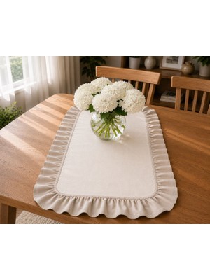 Şah Textile Design Sık Fırfırlı Premıum Keten Runner 40X110