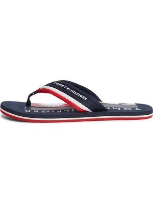 Tommy Hilfiger Erkek Logo Baskılı Rahat Taban Parmak Arası Lacivert Terlik FM0FM05903-DW5