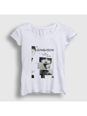 Presmono Kadın Beyaz Seonghyeon K-Pop Cortis T-Shirt