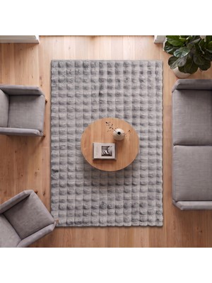 Derya Home Koridor Falcon Gri Kabartmalı Peluş Halı Odalar ve Salon Için Modern Halı