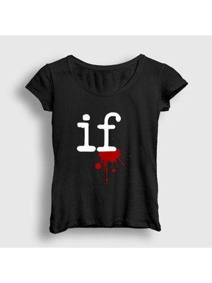 Presmono Kadın Siyah Logo If Rock Mindless Self Indulgence T-Shirt