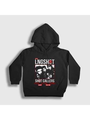 Presmono Unisex Çocuk Siyah Poster V2 Shot Callers K-Pop Lngshot Kapüşonlu Sweatshirt
