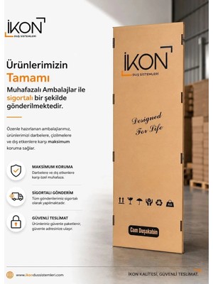 İkon Duş Sistemleri Krom Kare Mika Cam Duş Kabini H:180
