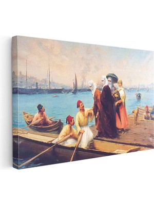 Kanvas Tablo Osmanlı Sahil Balıkçılık Sahnesi Osmanlı Tablosu Ev Ofis Duvar Dekoru 35 x 50 Kanvas Tablo 1
