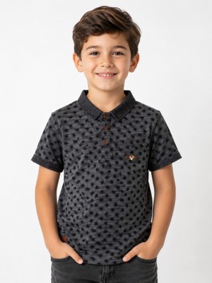 Stsahra  Erkek Çocuk Gri Polo Yaka T-Shirt 00705GR