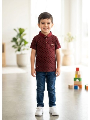 Stsahra  Erkek Çocuk Bordo Polo Yaka T-Shirt