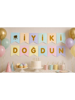 Çavuş E-Ticaret Iyiki Doğdun Yazılı Rengarenk Banner Doğum Günü Yazısı Parti Süsü