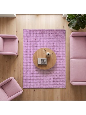 Derya Home Koridor Falcon Pembe Kabartmalı Peluş Halı Odalar ve Salon Için Modern Halı