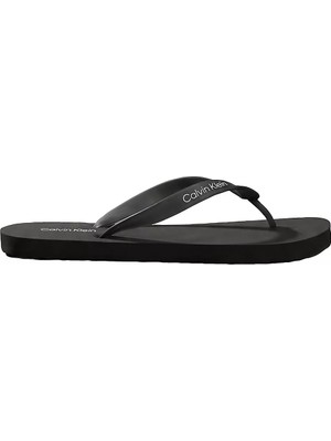 Calvin Klein Erkek Logo Imzalı Rahat Düz Tabanlı Parmak Arası Siyah Terlik HM0HM02105-0GJ