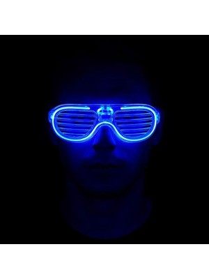 Uravas Store Mavi LED Işıklı Parti Gözlüğü - Neon Glow Gözlük 3 Modlu