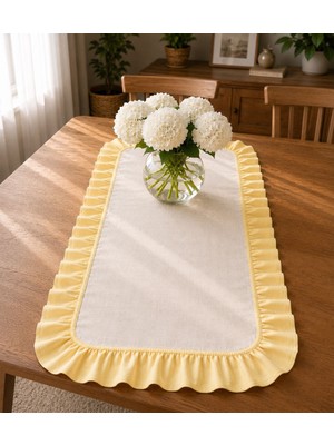 Şah Textile Design Sık Fırfırlı Premıum Keten Runner 40X110