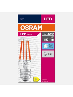 Ledvance Ledv CLA100 Fıl 11 W Beyaz E27 LED Ampul, 11.0W