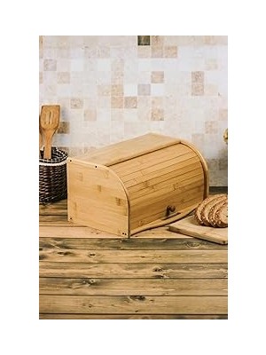 Uravas Store Deconox Bambu Lüks Panjur Kapaklı Büyük Ekmek Dolabı, Dolabı, Ekmek Sepeti Sandığı, Ekmeklik, Çok A