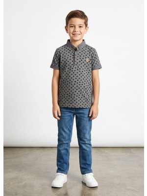 Stsahra  Erkek Çocuk Gri Polo Yaka T-Shirt
