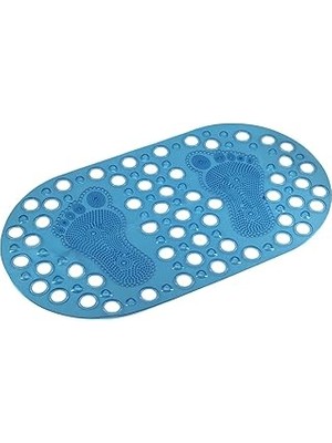 Uravas Store Premium Serisi Banyo - Küvet Içi Kaydırmaz Vantuzlu Ayak Desenli Paspas 66,5 x 36,5 Cm, Mavi