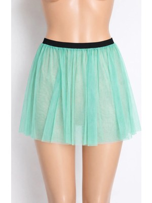 El Moda Kadın Büzgü Detayli Lastikli Kısa Tül Etek- Plaj ve Ev Kullanimi
