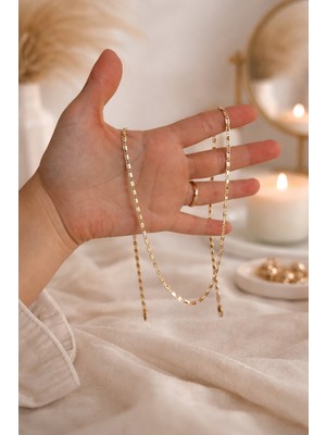 Owentis Gold Vintage Kuyumcu Model Desenli Divine Zincir Kolye 60 cm -Kararma Yapmaz-