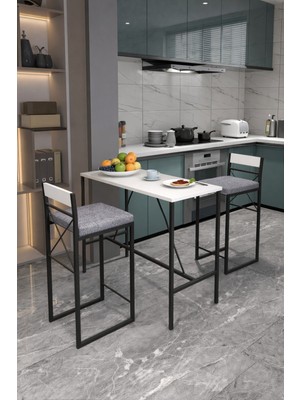 RetoDesign Minderli Beyaz Good Bar Masa Takımı 2653