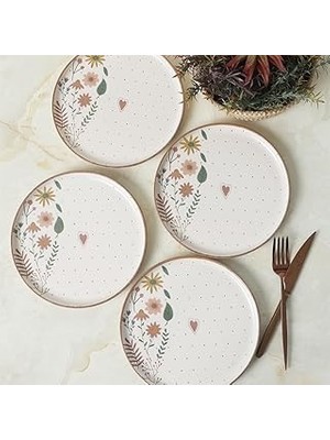 Uravas Store Keramika Soft Bloom Nordic Pasta Tabağı 22 cm 4 Adet 22875