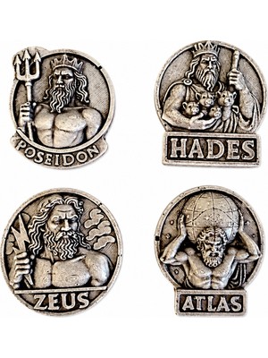 Antioch Art and Design Poseidon Hades Zeus Atlas Dörtlü Yunan Mitolojisi Magnet Seti Dekoratif Magnet Hediyelik