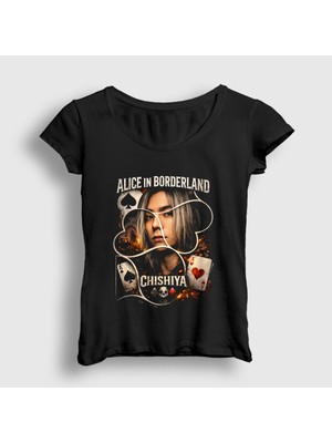 Presmono Kadın Siyah Shuntaro Chishiya Alice In Borderland T-Shirt