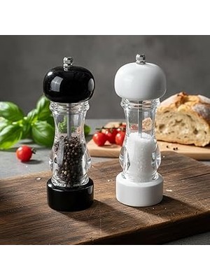 Uravas Store Deconox Ahşap ve Akrilik Tuz/karabiber Değirmeni - 19 cm Büyük Boy Manuel Baharat Öğütücü - (1 Adet